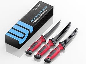 Sidomma 2 pcs Fishing Fillet Knife Set Stainless Steel 6.5 Inch Pro Fish Knife for Filleting, Fishing Gear, Fishing Tool Set, Fishing Sccessories Gifts for Men
