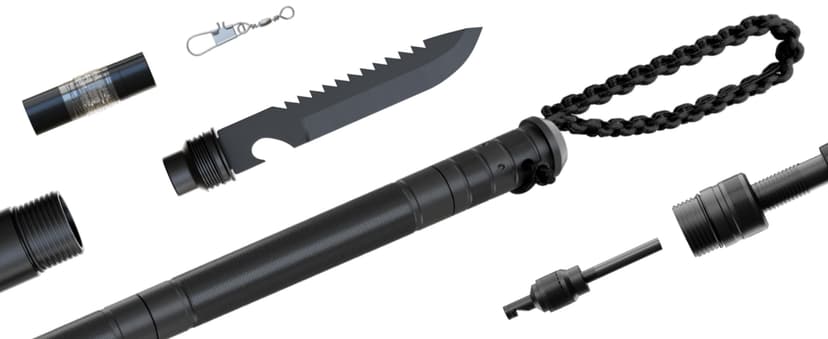 Rhino USA Tactical Hiking Stick with Integrated Survival Kit – Essential Camping Gear for Hiking & Trekking – Durable Tactical Gear for Outdoor Adventures