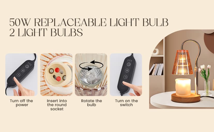 SnowBB Candle Warmer Lamp with Timer Dimmer, Adjustable Height, Birthday Gifts for Women Mom Friend Sister, House Warming Gift New Home Decor, Vintage Wax Melt Warmer, Christmas White Elephant Gifts B0FDWT6XTF