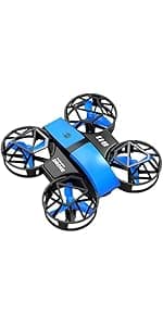 Red Mini Drone for Kids, Indoor & Outdoor RC Quadcopter, Full Propeller Guards, LED Light, 3D Flips, One Key Start, Headless Mode, 2 Rechargeable Batteries, 21 Mins Total Flight Time, Toy Gift for Boys and Girls