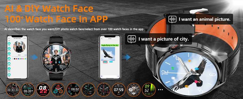 PUBU Smart Watch for Men, Built-in GPS with Map(Answer/Make Call/Text), AI Smartwatch for Android Phones/iPhone, 100+ Sport Mode Fitness Tracker with Health/Sleep Monitor, Compass/Barometer(2 Bands)