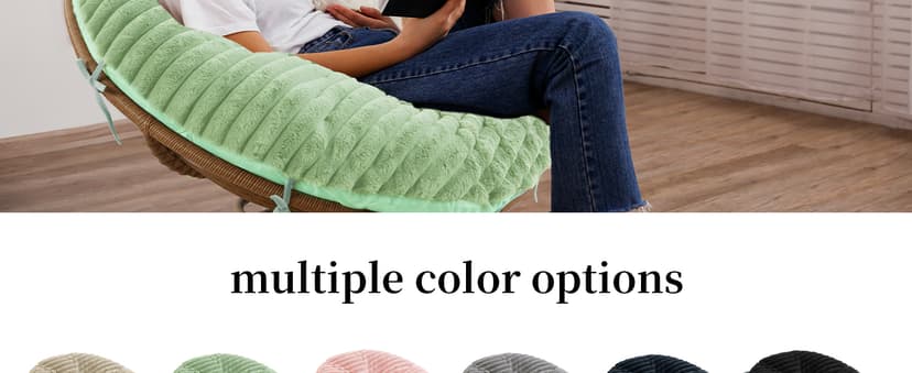 HOMBYS Fluffy Shaggy Cover for Papasan Chair Cushion, Plush Faux Fur Slipcover ONLY, (Without Cushion) Removable Soft Papasan Cushion Covers with 8 Ties, (Sage Green, 55"x55")