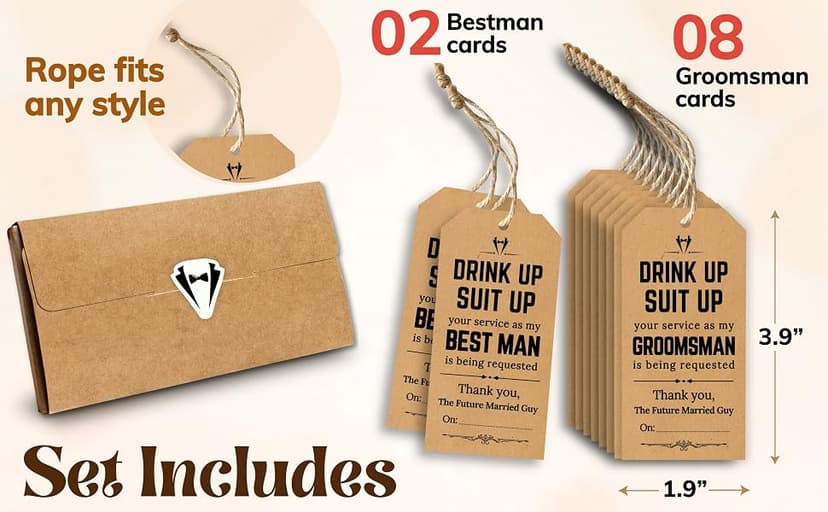 10 tags total, will you be my groomsman ask, best man proposal, wedding party gift, pairs with a gift box STOFINITY Groomsmen Proposal Tags, 8 Groomsman and 2 Best Man Cards B0DJX3NVT5