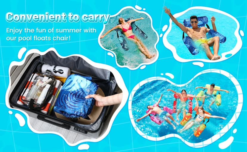 Inflatable Pool Floats Adult Floating Lounge Chairs Blow up Pool Noodles for Adult Heavy Duty Swimming Tropical Plants Fun Pattern Floating Chair for Summer Water Beach Lake Party