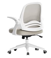 Hbada Office Desk Chair with Flip-Up Armrests and Saddle Cushion, Ergonomic Office Chair with S-Shaped Backrest, Swivel, Mesh, Grey