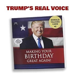 OUR FRIENDLY FOREST Talking Trump Birthday Card with Authentic Voice - Presidential Theme Birthday Greeting for Men & Women (Red)