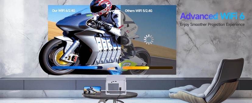 Mini Projector with Wifi and Bluetooth, Outdoor Portable Proyector 4/8K Support, 600ANSI/ 1080P/ Obstacle Avoidance/ Auto Focus, Smart Alwtniet HY350Max for Bedroom Movie HDMI/USB/Smartphone/Laptop B0G398YVW3