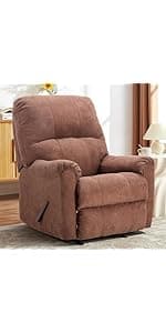 CANMOV Leather Recliner Chair, Classic and Traditional Manual Recliner Chair with Comfortable Arms and Back Single Sofa for Living Room, Nut Brown