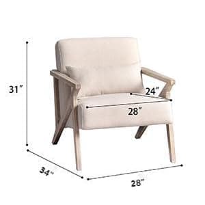 INZOY Mid Century Modern Chair with Wood Frame, Upholstered Armchair with Waist Cushion, Accent Chair for Living Room Bedroom Apartment, Easy Assembly, Beige