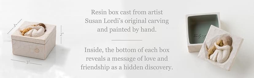 Willow Tree True, Truly a Friend, Box for Jewelry and Treasures with Bas-Relief Carving of Girl with Puppy Dog, Sculpted Hand-Painted Keepsake Box