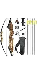 Black Hunter Takedown Recurve Bow, 60" Right Handed & Left Handed Archery Recurve Bows with Ergonomic Design for Adults Beginners to Advanced Outdoor Practice & Hunting (25-60 lbs)
