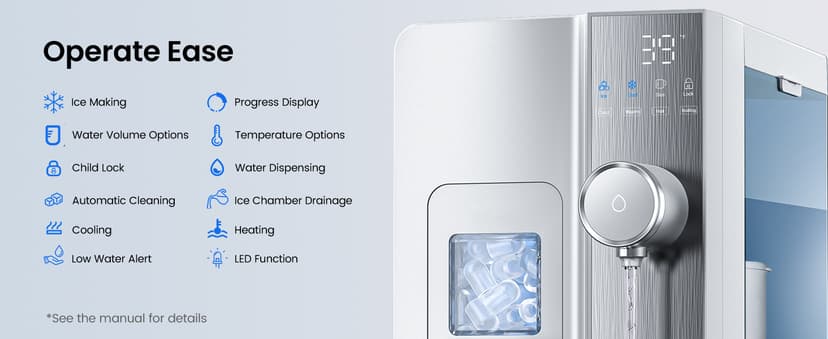 3-in-1 Countertop Water Bar with Ice Maker, Hot & Cold Water Dispenser, 7-Stage Filter, 7 Temp Settings, 5 Volume Options, No Installation, Portable Water Station for Kitchen, Office, RV