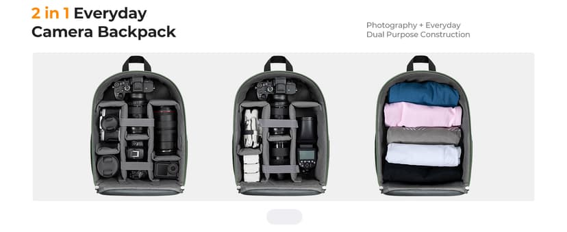 K&F CONCEPT Camera Bag Backpack, Professional DSLR/SLR/Mirrorless Camera Backpack, Photography Camera Case with Tripod Holder & Rain Cover Compatible with Canon/Sony/Nikon/FUJIFILM