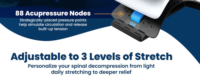 Everlasting Comfort Lumbar Support Board Back Stretcher for Lower Pain Relief - Adjustable Spine Decompression with 88 Acupressure Nodes - Back Cracking Device with Chair Strap for Posture Correction