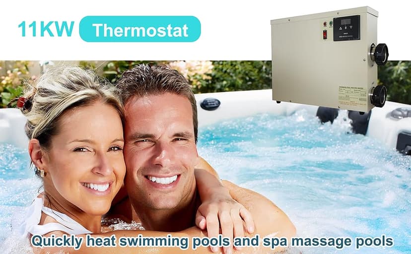 Upgrade Pool Heater-11KW 220V Thermostat Electric Swimming Pool Heater,Digital Touch Display Energy Efficient Pool Water Heater for Spa Relaxation, Bathtubs and Above Ground in-Ground Pools-11KW 220V