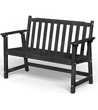 Folding Adirondack Chair, HDPE All-Weather Fire Pit Chairs, Plastic Adirondack Chairs with 2 Cup Holder, Outdoor Lawn Chair for Patio Garden (Black)