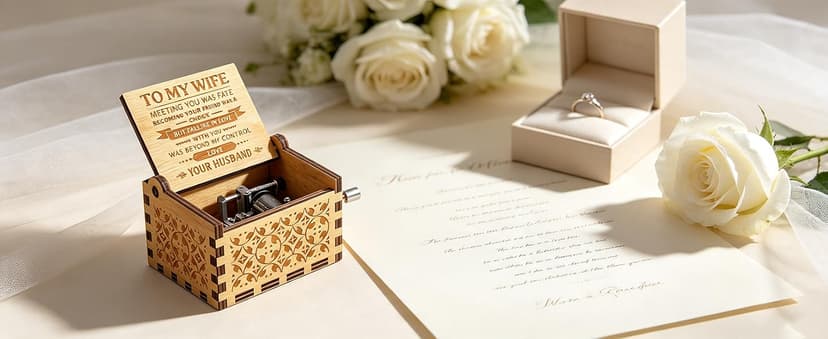 Music Box Gift for Wife - Romantic Birthday Valentine Anniversary Christmas to My Wife Gifts from Husband Boyfriend Love Women Girl Girlfriend Wooden Hand Crank Musical Box Play You are My Sunshine
