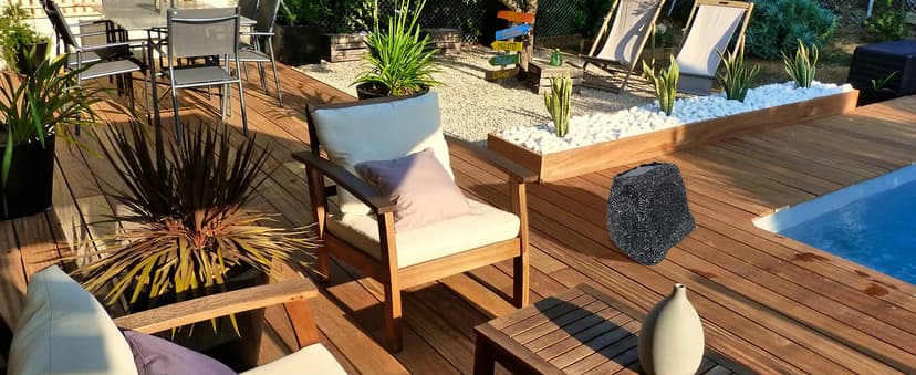 STUDIOFINIX 6.5" Rock Speakers Outdoor Waterproof - 5.3 Bluetooth Wireless Speaker Solar Powered Max Peak 200W for Garden,Patio,Deck,Pool,Backyard (Gray 1 Pair)