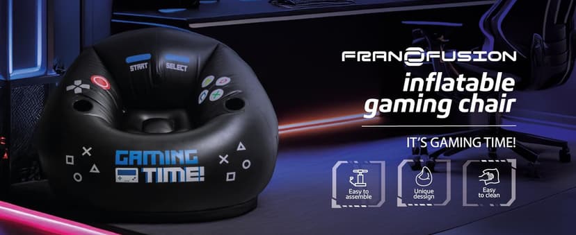 Inflatable Gaming Chair for Kids & Teens with Cup Holders and Side Pocket - This Air Gaming Bean Bag Chairs for kids is The Perfect Furniture for Gamer Room Decor - Perfect Gaming Stuff for boys 4-12