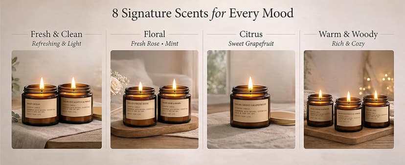 8 Pack Candles for Home Scented,Aromatherapy Jar Candle Gifts for Women, Natural Soy Wax Amber Candle Set, Scented Candles Set for Birthday Valentine Mother's Christmas Day Present