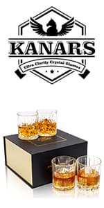 KANARS Old Fashioned Whiskey Glasses with Luxury Box - 10 Oz Rocks Barware For Scotch, Bourbon, Liquor and Cocktail Drinks - Set of 4 - Men Gift