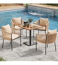 Soohow Rattan Outdoor Patio Dining Chairs Set of 6, Woven Wicker Chairs with Cushions, All Weather Ergonomic Comfort, for Balcony, Backyard and Poolside