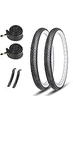 26x2.125 Cruiser Bike Tires: MOHEGIA 2-Pack 26 Inch Folding Tires with Pair Bike Tubes & Tire Levers Replacement Set for Beach Cruiser and Urban Commuting Bicycle
