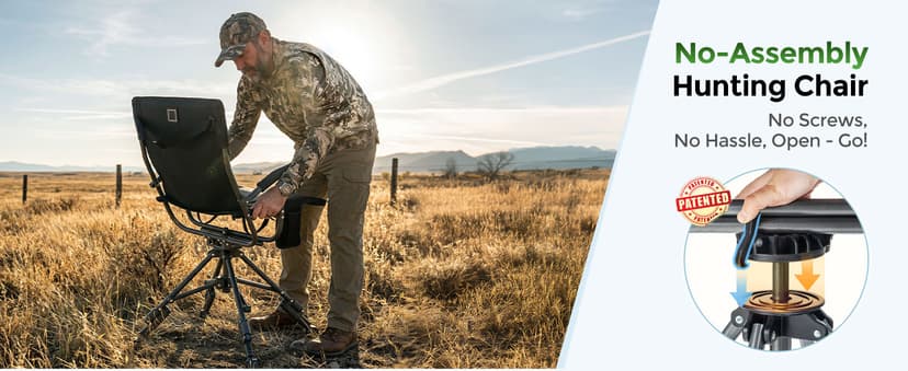 ALPHA CAMP Folding Hunting Chair Waterproof Swivel Hunting Blinds Chair 360 Degree Silent Hunting Seat with Adjustable 4 Legs Height and Armrests 330LBS Capacity for Hunting Camping