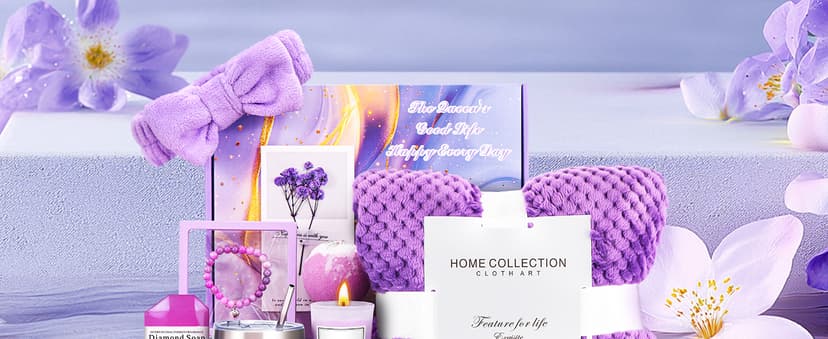 Birthday Gifts for Women, Self Care Gifts Get Well Soon Gifts,Lavender Spa Flannel Blanket Gift Set, Gift For Female Friend, Mom, Wife, Girlfriend, Sister, Teacher's Day Gift Her Birthday Gift
