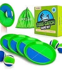 PlayZap Toss and Catch Ball Set Ultra Sturdy ABS - Valentine Gift for Toddlers Kids Teens Boys Girls 3-5 5-8 8-13+ Yrs - Baseball Toy Indoor Outdoor Yard Game & Beach/Pool Toy Set 4 Pack