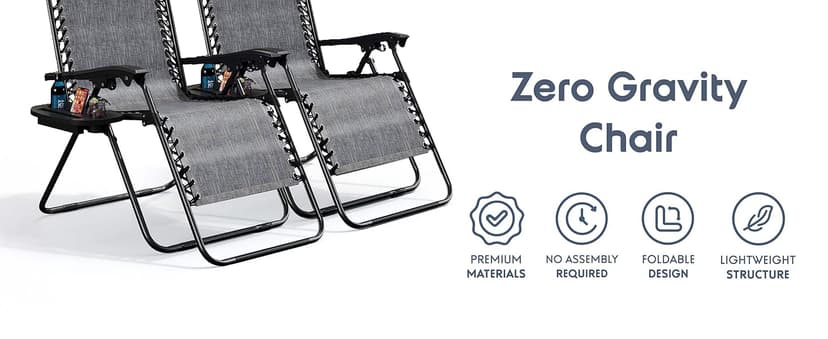 Nestl Zero Gravity Chairs, Portable Patio Lounge Chair Outdoor with Pillows & Cup Holder Trays, Adjustable Steel Mesh Reclining Camping Chair, Folding Patio Lawn Chair for Deck, Beach, Yard - Blue