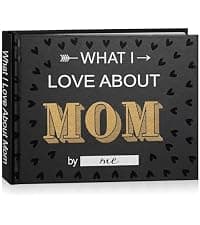 Artmag What I Love about Mom Fabric Book Fill-in-the-Blank Love Journal for Mom Birthday Mother's Day Christmas Gifts Stocking Stuffer for Mother Beige