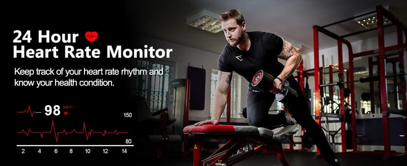 Health Smart Watches for Men Women - 1.87'' Large Display Fitness Trackers Watch with Heart Rate, Blood Pressure, Blood Oxygen, Sleep & Stress Track, 110+ Sports Modes, IP68 Waterproof Watch,Black