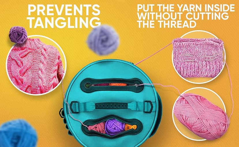 CRAFTISS Knitting Bag Yarn Storage - Christmas Gift - Durable Canvas Yarn Holder for Crochet Accessories - Organizer Crochet Bag with Knitting Accessories Case (Turquoise)