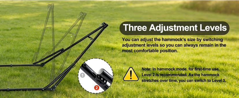 2-in-1 Hammock & Swing Chair for Teens – Adjustable Folding Chair with Collapsible Steel Stand, Portable for Camping, Travel, Patio & Indoor Use, Includes Carrying Case, Supports 440 LBS