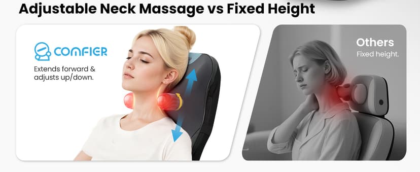 COMFIER Shiatsu Neck & Back Massager with Heat, Full Back Coverage Massage Chair Pad with 4D Kneading & Adjustable Neck Nodes, Waist & Hip Compression, Mother Day Gift for Mom