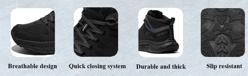 CIVHOM Men Breathable Outdoor Hiking Shoes, Comfortable Trekking Trail Sneakers for Walking & Adventures