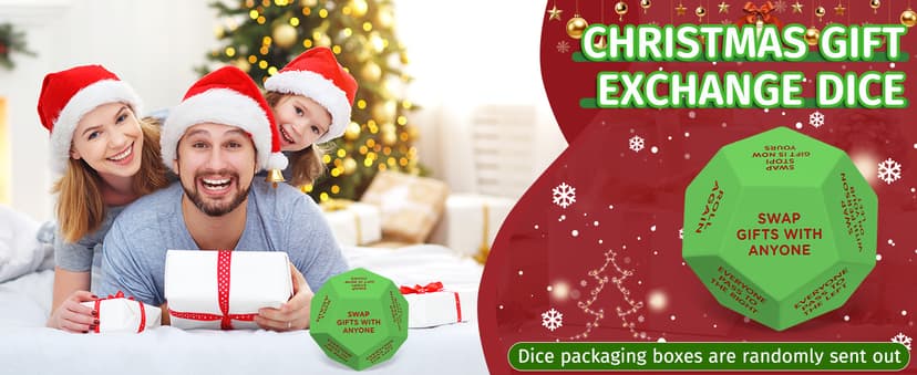 Santa Swap Gift Exchange Dice, 3 * 3in Exchange Gifts Family Game, Christmas Stocking Stuffers Gift Exchange Dice Games for Boys and Girls, Gifts for Xmas, Birthday, Party and Family Night, Holiday