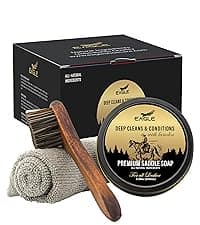 Eagle 4-in-1 Mink Oil Leather Conditioner Kit – 3.52oz Waterproof Paste with Horsehair Brush, Sponge & Microfiber Cloth – Leather Cleaner & Protector for Boots, Shoes, Jackets, Saddles & Bags