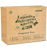 Poesie Laundry Detergent Sheet Sage Breeze Scent 160 Count Washer Sheets Detergent for Travel RV Trip Camping Home Dorm