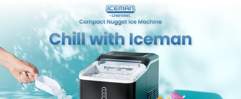 Iceman by Chefman Nugget Ice Maker Countertop, Pebble Ice Maker Machine, 26 lb in 24 Hours, Ready in 6 Minutes, Removable Ice Basket, Fun and Chewable Cubes, 1.5L Water Tank, Self-Cleaning Function