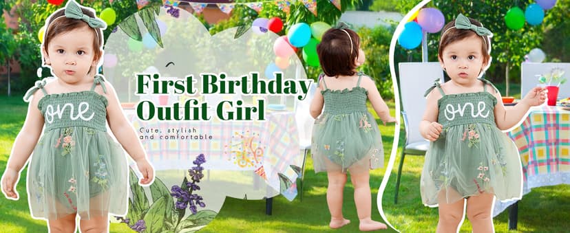Baby Girl 1st Birthday Clothes One Year Old Tulle Romper Sleeveless Bodysuit Cake Smash Outfits