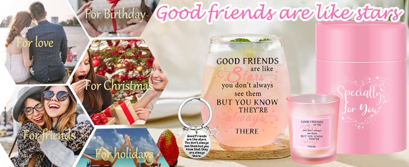 Yalucky Friendship Gifts for Women Wine Glasses Drinking Personalised Birthday Gifts for Friend Men Special Friends Gift Leaving Gift for Her Colleague Best Friend B0C69J45XJ