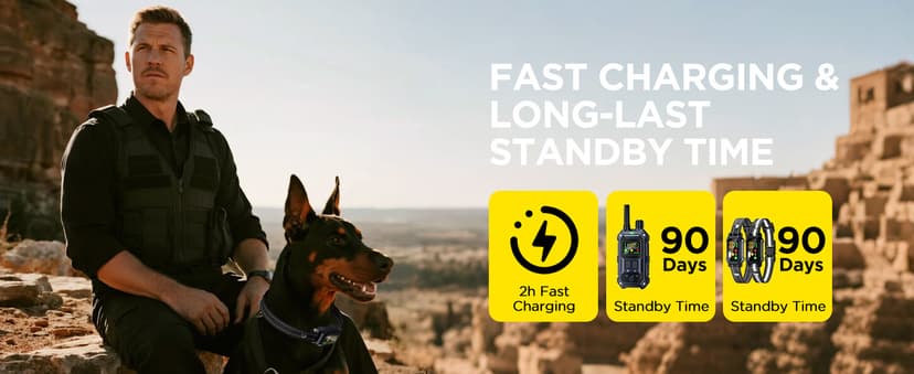 BLACKDOG Military Dog Shock Collar 2 Dogs (5-150lbs) - 4200ft Dog Training Collar with Remote, 4 Training Modes, Flashlight&Strobe, 90-Day Battery, IP67 Waterproof Dog E Collar for All Breeds (Blue)