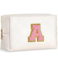 TOPEAST Gifts for Friends Female Mom, Cute Makeup Bag Small Pink Cosmetic Bag Travel Toiletry Bag, Personalized Birthday Gift for Women Girl, Preppy Travel Stuff for Girls (Pink C)