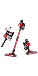 iwoly C150 Cordless Vacuum Cleaner Rechargeable with 2200mAh Detachable Battery, 18000Pa Cyclone Vacuum with HEPA Filter, Lightweight Portable Handheld Stick Vacuum for Hard Floor Car Cleaning