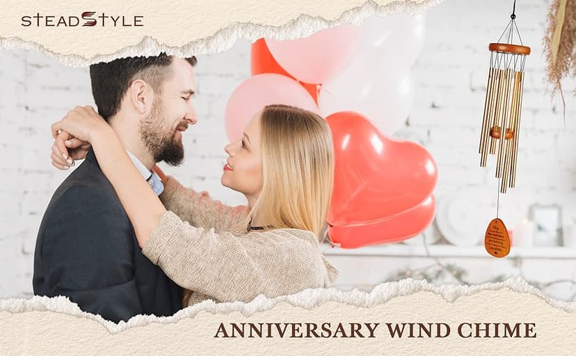 SteadStyle Happy Anniversary Decorations for Couples, Parents, Husband, Wife, Wedding Anniversary Keepsake Wind Chimes