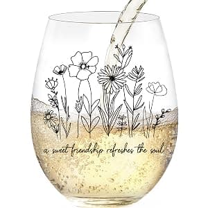 5 oz Scratch-Resistant Wine Glass, Dishwasher safe,Friendship Gifts for Women, Bestie Birthday Present Best Friend Birthday Gifts for Women,A Sweet Friendship Refreshes the Soul B0FHWDT7LB