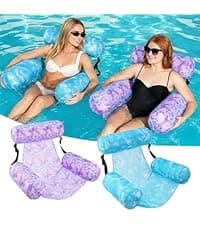 Inflatable Pool Float Chair - 2 Pack Pool Floats Adult Heavy Duty, Water Floating Lounge Chairs, Blow up Floaties Adults for Summer Fun Party Lake Beach