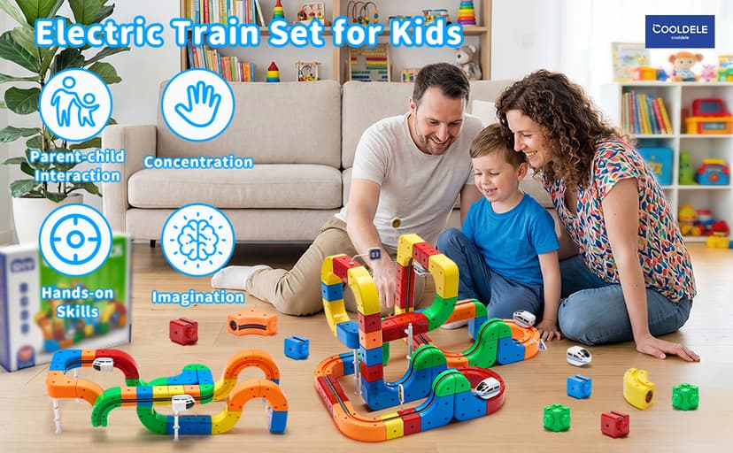 Electric Train Set for Kids, 81 Pcs Building Toy Train Track Gravity-Defying 3D Embedded Layouts & Motorized Car,STEM Gifts for Boys and Girls Ages 4-6 5-7 6-8